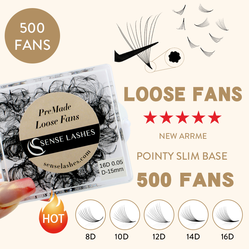 Eyelash Extension Medium - 500 ventagli fatti a mano allentati